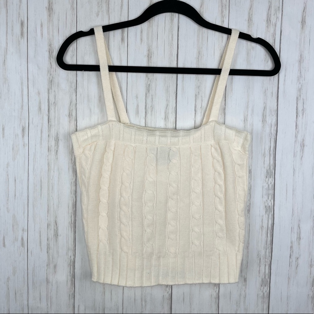 Anthropologie NWT cream knit crop top